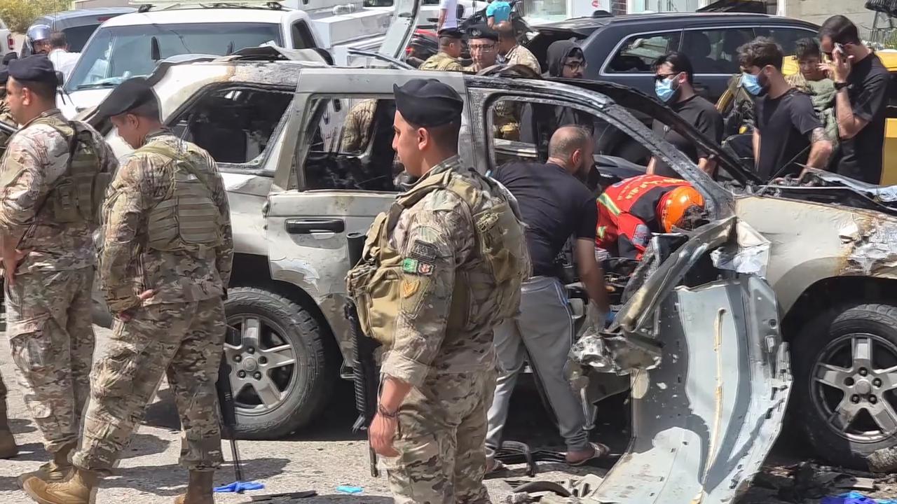 Video thumbnail for Lebanon: Two killed in Israeli drone strike south of Beirut.
