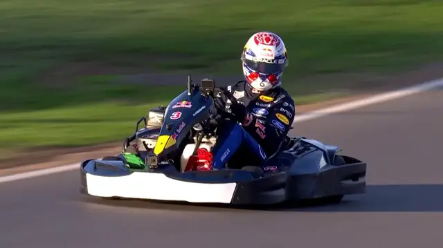 Video thumbnail for Verstappen beats 100 go-karters in fun Silverstone race
