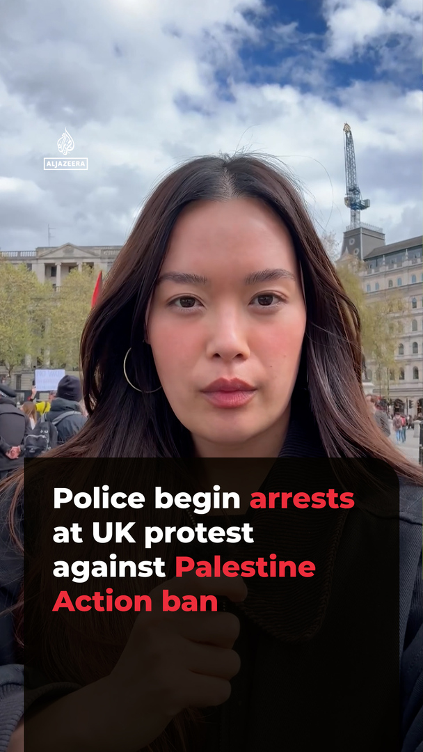 Video thumbnail for Police begin arrests at UK protest against Palestine Action ban