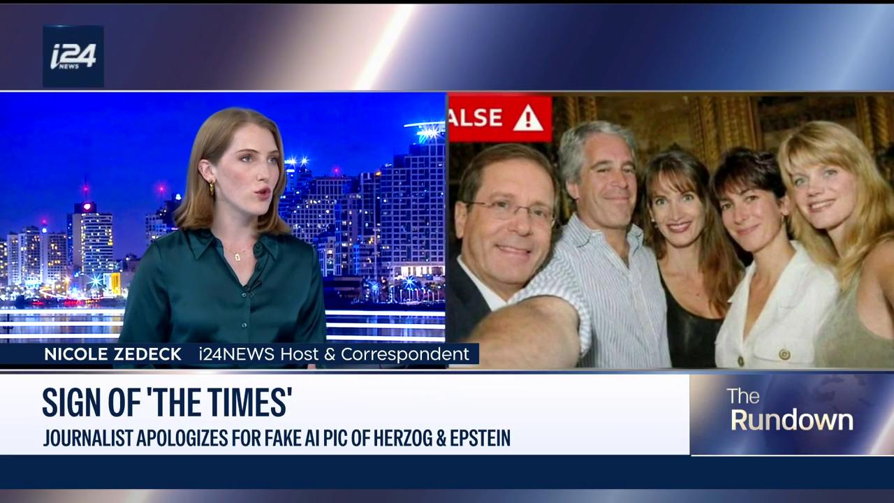 Video thumbnail for Journalist posts AI photo of Jeffrey Epstein posing with Israeli President Isaac Herzog