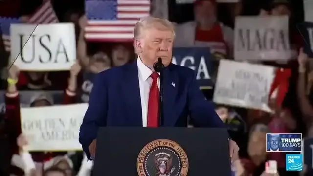 Video thumbnail for Trump's 100 days: US President's approval ratings drop to record-low