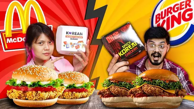 Video thumbnail for McDonald’s vs Burger King: Korean Spicy Burger Taste Test | Burger taste test