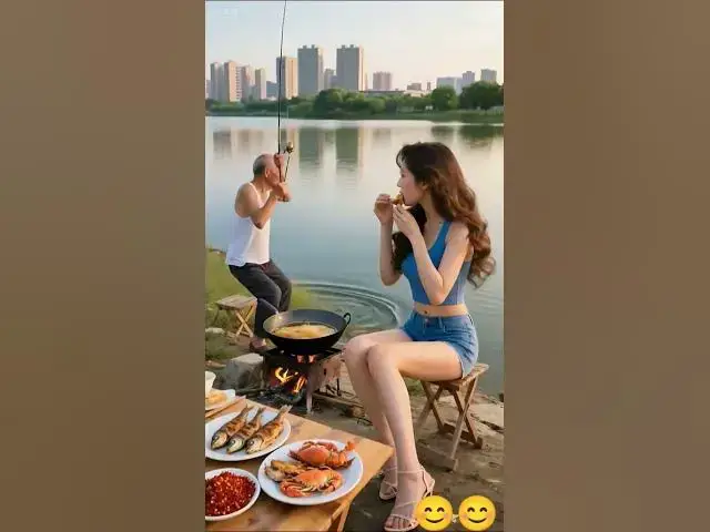 'Video thumbnail for The Beautiful Smart Girl is Enjoying Fish Near the Bank of the River #girl #beautiful #fypviral'