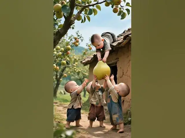 Video thumbnail for Lovely Cute Babies Enjoying and Picking Fruits from Tree #cute #foryou #shorts #ytshorts