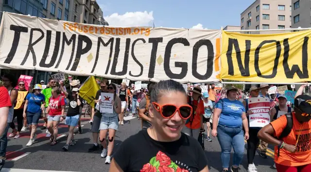 'Video thumbnail for Trump threatens ‘war’ on Chicago as thousands protest federal crackdown'