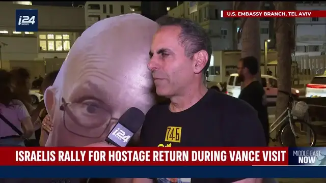 'Video thumbnail for Israelis rally hostage return during Vance visit'