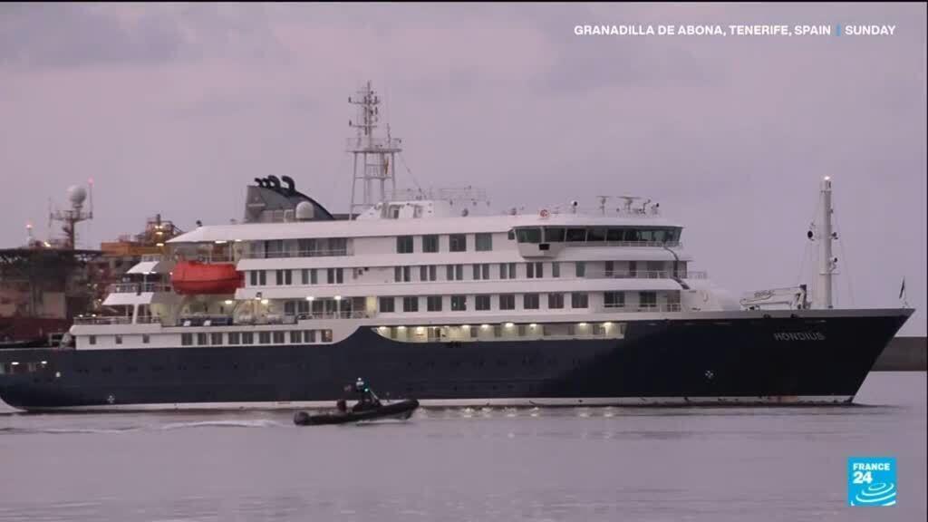 Video thumbnail for Hantavirus-hit cruise ship arrives at Tenerife in Spain's Canary Islands