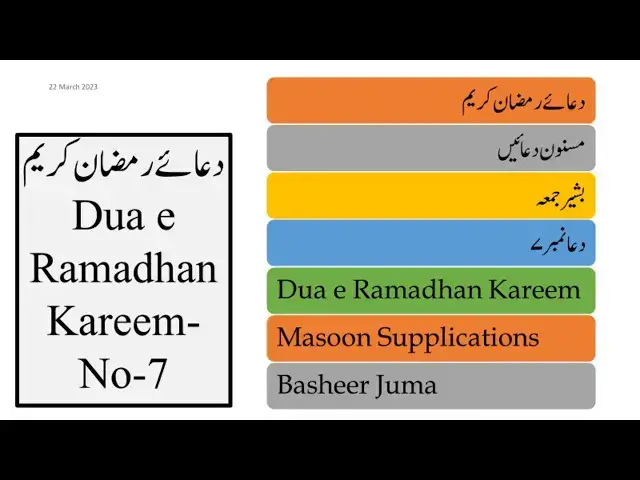 'Video thumbnail for Dua 07 Dua e Ramadhan Video Basheer Juma'
