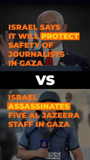'Video thumbnail for Gaza journalists killed after Netanyahu says he'll protect reporters'
