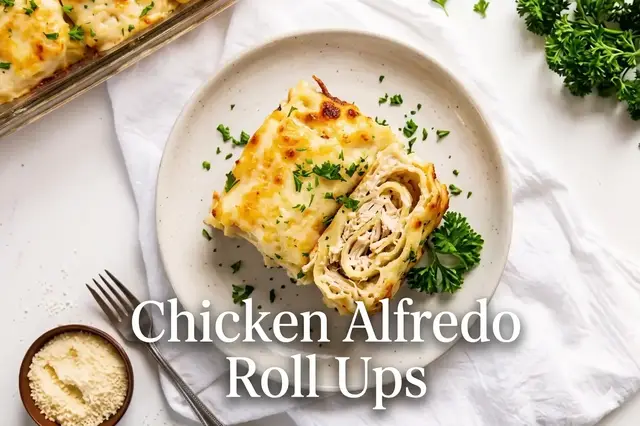 Video thumbnail for Chicken Alfredo Roll Ups Recipe | Creamy, Cheesy & Easy Dinner Idea