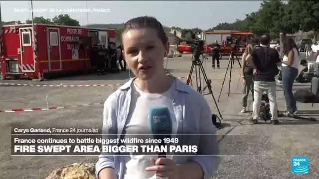 Video thumbnail for France's biggest wildfire of the summer has eclipsed the size of Paris and is still spreading