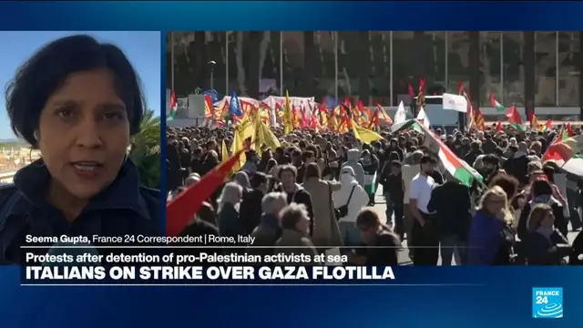 'Video thumbnail for Italians on strike over Israel's arrest of Gaza flotilla activists'