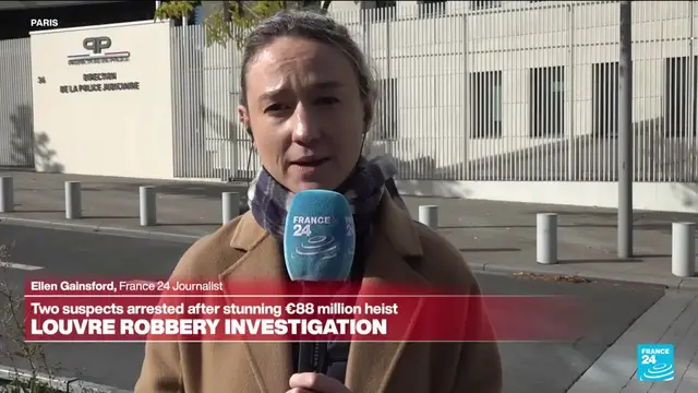 'Video thumbnail for Two suspects arrested over Louvre jewellery robbery, one at Charles de Gaulle airport'