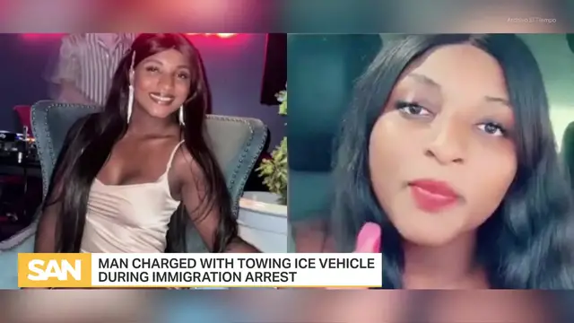 'Video thumbnail for LA man charged for towing ICE SUV during TikToker’s immigration arrest'