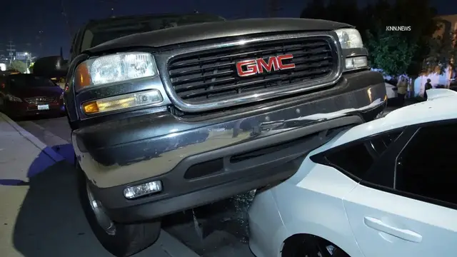 Video thumbnail for US, Los Angeles: North Hollywood Hit And Run Driver Crashes Into Parked Cars.