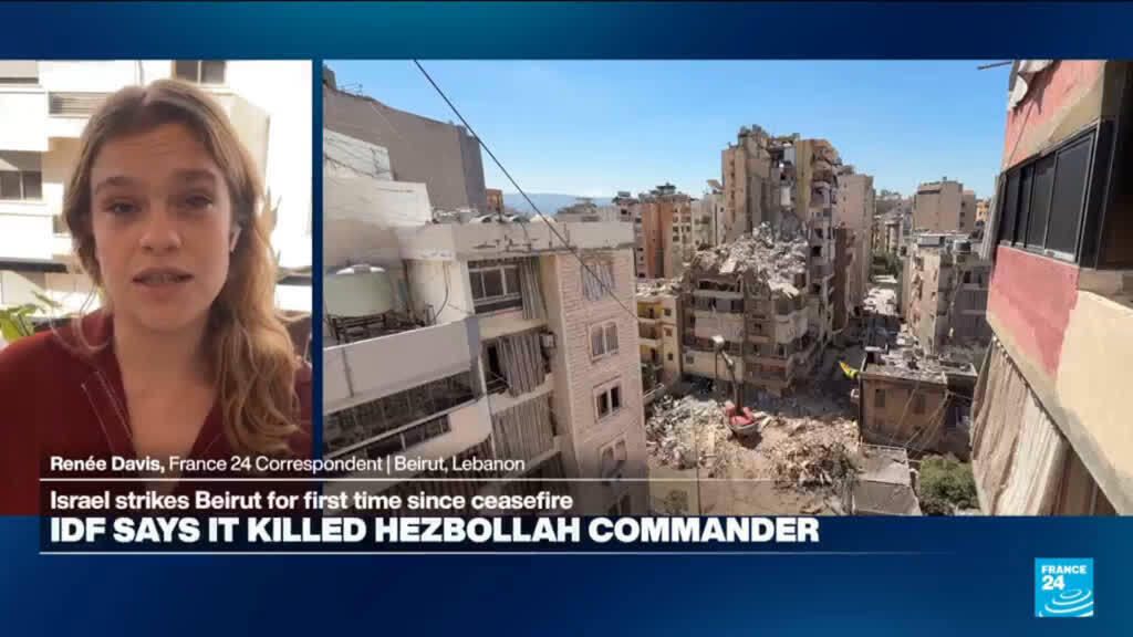 Video thumbnail for Israel strikes Beirut and southern Lebanon despite truce
