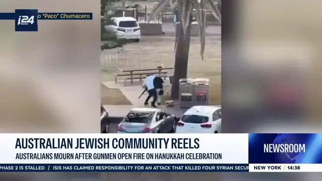 Video thumbnail for Australian Jewish community reels: Australian mourn after opened fire on Hanukkah celebration