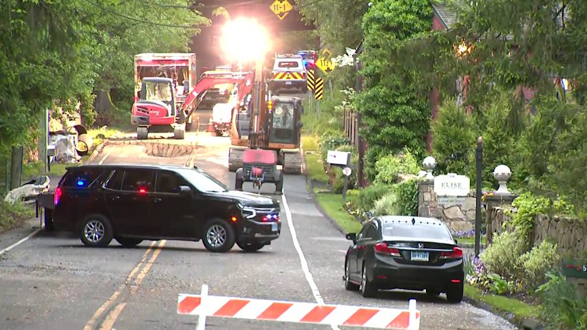 Video thumbnail for Route 106 in New Canaan to be closed all day after water main break