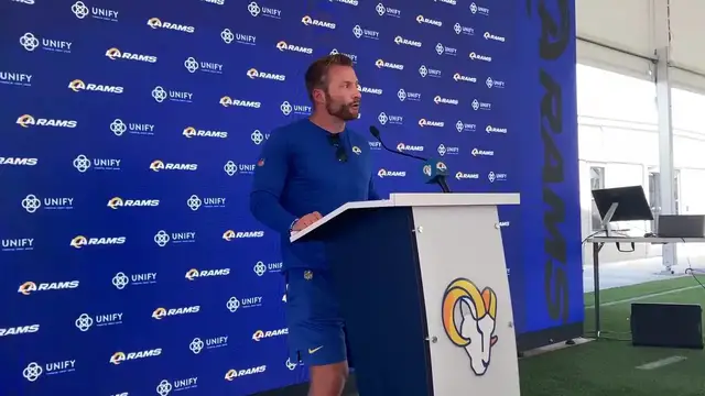 'Video thumbnail for Los Angeles Rams HC Sean McVay on Matthew Stafford Status'