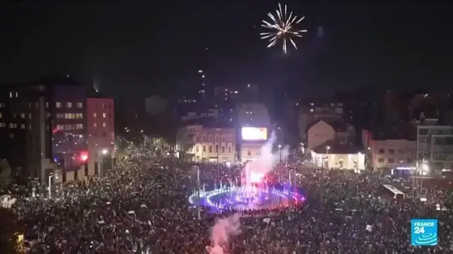 Video thumbnail for 'Serbia is free': Belgrade erupts in celebration after Vucic's defeat