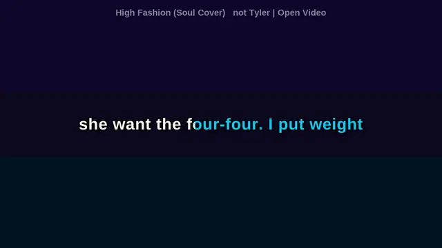 Video thumbnail for (Karaoke w/ Lyrics) High Fashion (Soul Cover) not Tyler