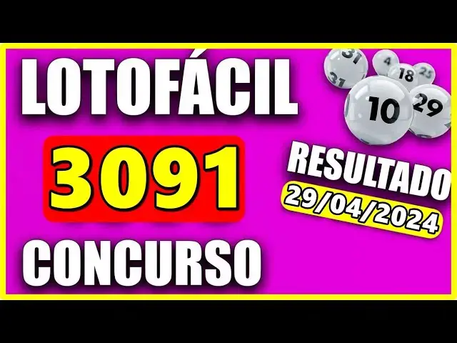 'Video thumbnail for RESULTADO DA LOTOFÁCIL Concurso 3091 de hoje, segunda 29/04/2024 - Lotofácil 3091'