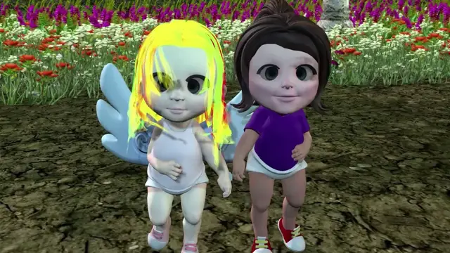 'Video thumbnail for A girl Play with Angle in Garden of Flowers 3D Animation Film'