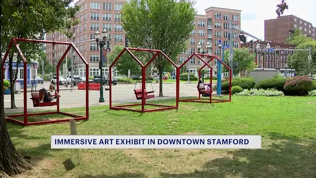 Video thumbnail for Unique art installation encourages people to swing on over to Stamford