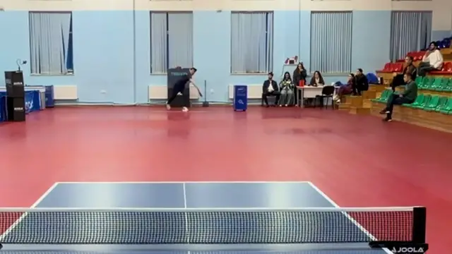 Video thumbnail for Longest table tennis serve - 18.20 metres (59 ft 7 in) by Nihad Mammadov