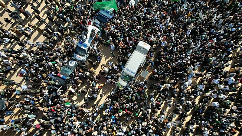 Video thumbnail for Thousands attend funeral of slain son of Muammar Gaddafi