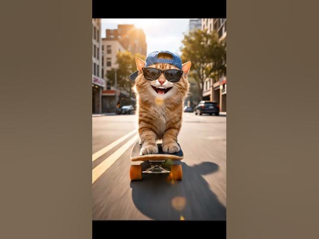 Video thumbnail for crazy cat doing skate