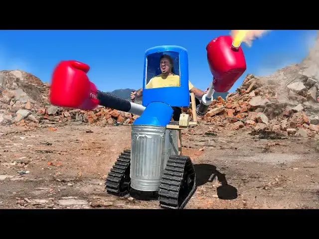 Video thumbnail for Jake Carlini: i built a trash mech suit with boxing glove punch!