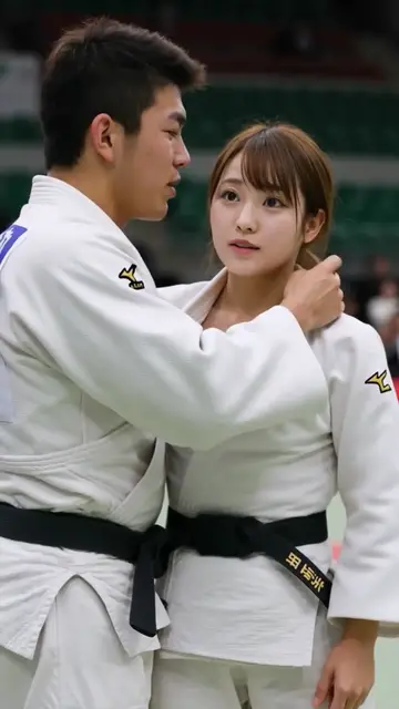 'Video thumbnail for 先輩からアドバイスを受ける柔道家#ai #athlete #美女 #judo #sports'