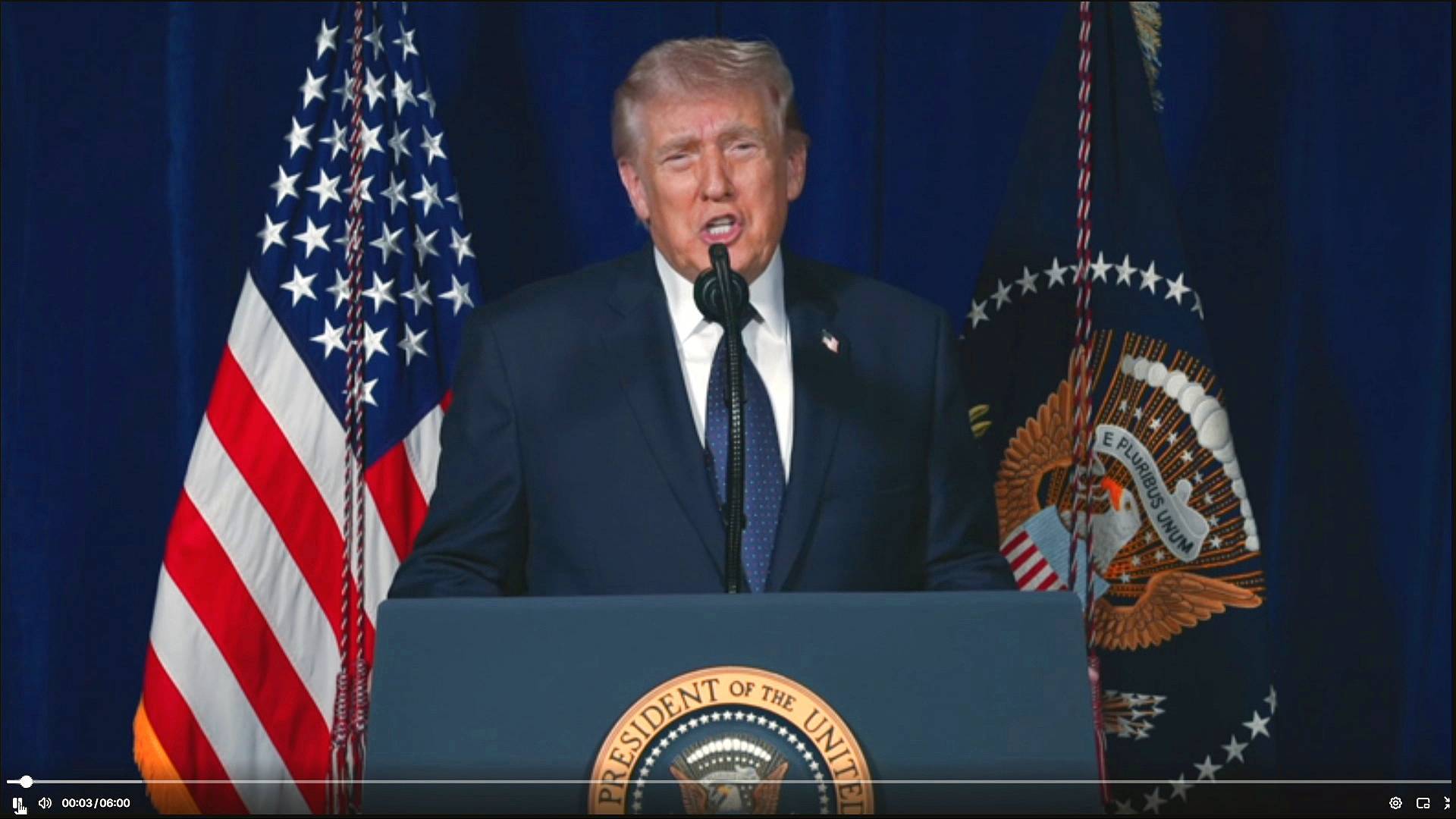 Video thumbnail for Trump says attack on Iran will continue until ‘all objectives’ achieved