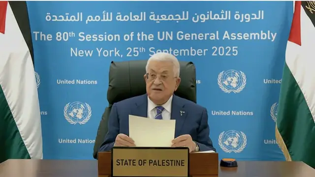 'Video thumbnail for Palestine’s Abbas decries nearly two years of genocide in Gaza, rejects Hamas attacks'