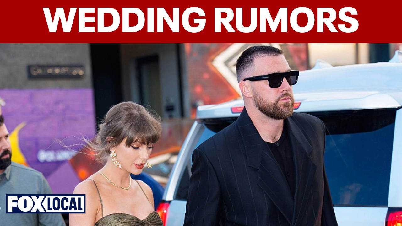Video thumbnail for Rumors swirl around Taylor Swift and Travis Kelce's secret wedding plans