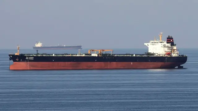 Video thumbnail for Oil tanker explodes after hitting naval mine in Strait of Hormuz: Iranian media
