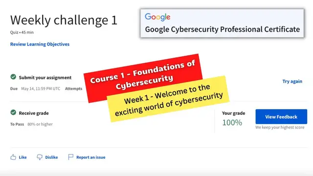 Video thumbnail for foundations of cybersecurity coursera weekly challenge 1 answers || Google Cybersecurity