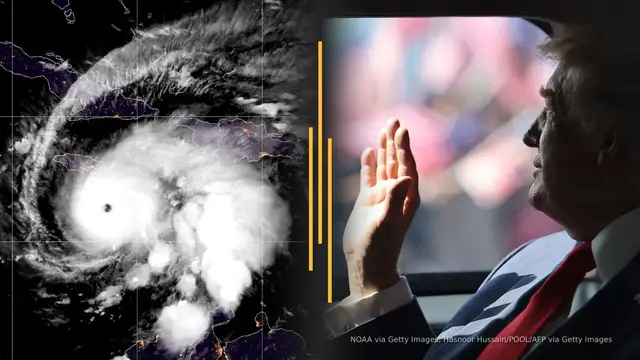 'Video thumbnail for Hurricane Melissa strengthens into Category 5; Trump predicts China trade deal'