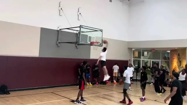 'Video thumbnail for austin bourque: jumping and dunking with friends, teammate attacks'