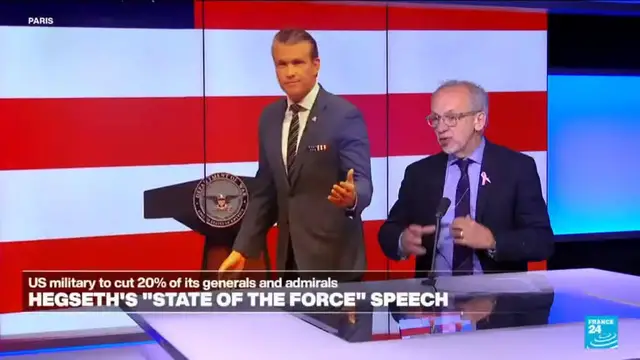 Video thumbnail for Hegseth 'state of the force' speech: US to cut number of generals, admirals by 20%