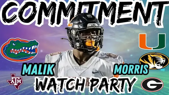 'Video thumbnail for 4 Star LB Malik Morris Watch Party- Florida Gators, Miami, Bulldogs, Texas AM'