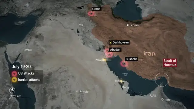 Video thumbnail for Iran: MOTION GRAPHICS - US strikes on Iran and Tehran’s retaliation explained.