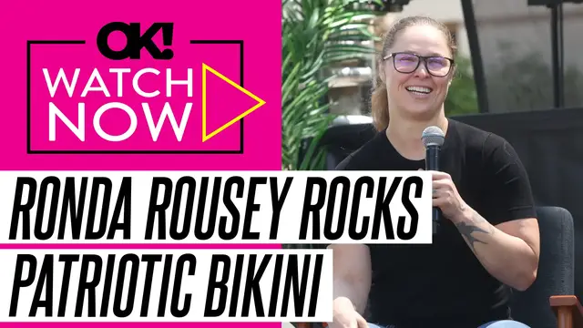 'Video thumbnail for Ronda Rousey Shows Off Patriotic Pride in Cheeky Stars and Stripes Bikini: Photos'