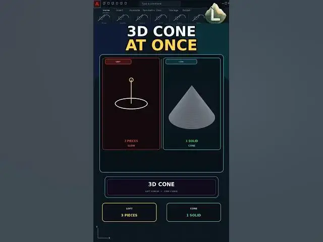 Video thumbnail for Make a 3D Cone in AutoCAD with CONE