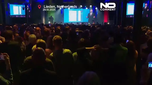 'Video thumbnail for Scenes of joy at D66 and GreenLeft HQs on Dutch election night'