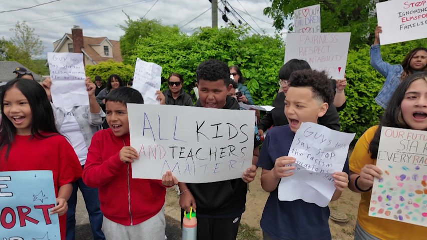 Video thumbnail for Parents, students protest alleged forced resignations in Elmsford School District