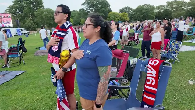 Video thumbnail for Fans try to stay cool at World Cup watch party and other events