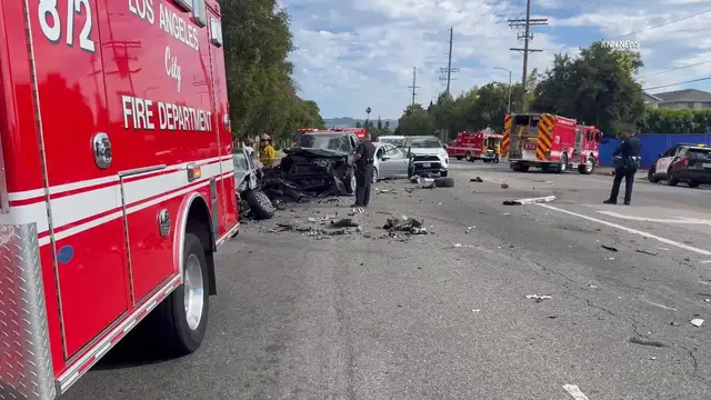 Video thumbnail for US, Los Angeles: Reseda Five-Vehicle Crash Leaves Multiple Injured.
