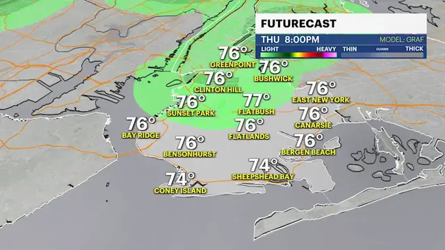 Video thumbnail for Showers may dappen your Thursday afternoon in Brooklyn
